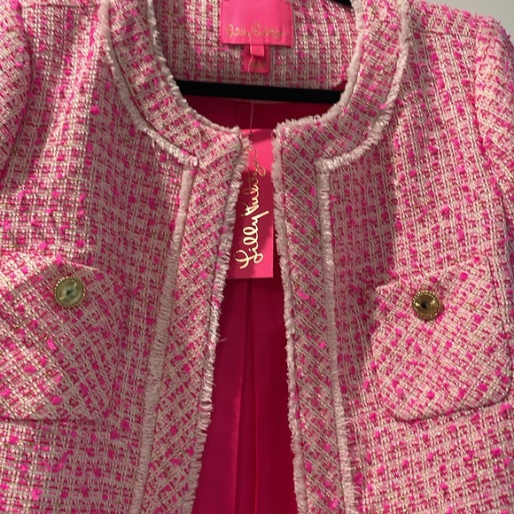 Lilly Pulitzer Pink Tweed Blazer Dashielle - Picture 2 of 9